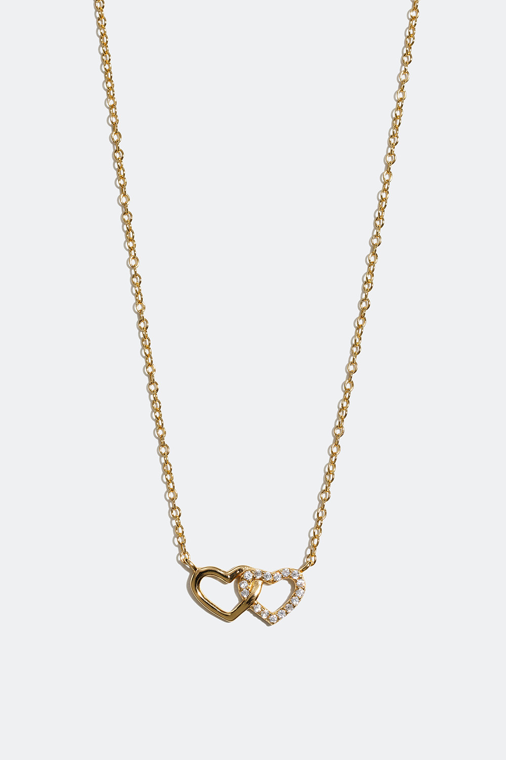 Halskæde forgyldt med 18 karat guld med to hjerter