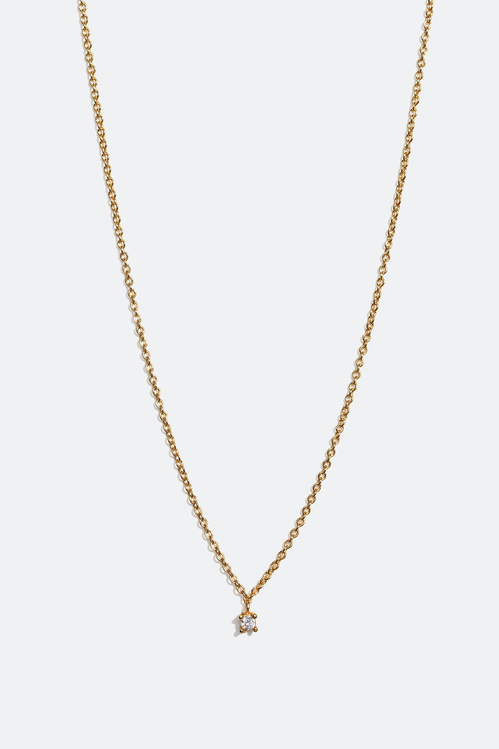 Tynd halskæde i 18 karat forgyldt ægte sølv med Cubic Zirconia sten