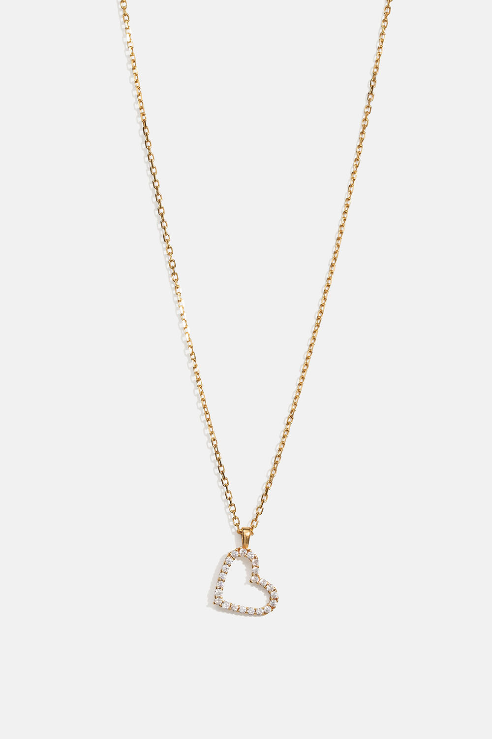 Halskæde i 18k forgyldt sterlingsølv med hjertevedhæng og små kubisk zirkonia