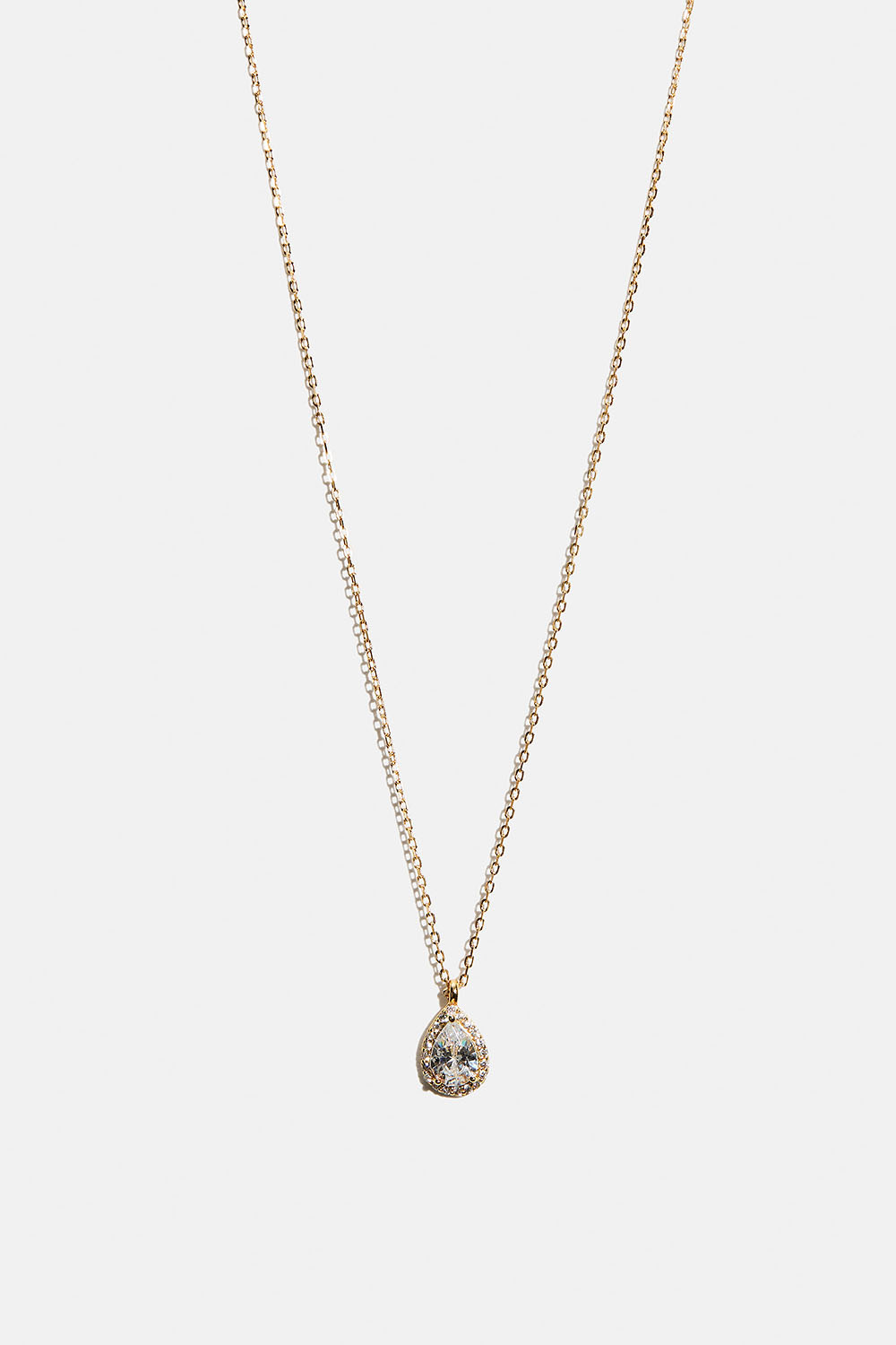 Halskæde i 18 karat forgyldt ægte sølv med kubisk zirkonia-vedhæng