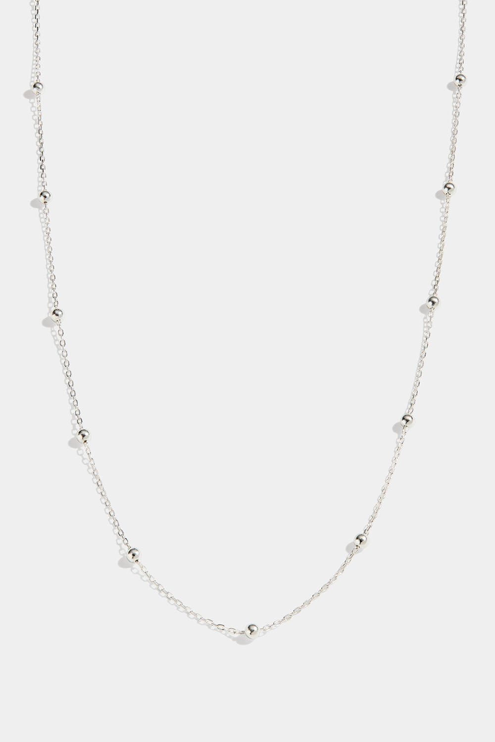 Tynd halskæde i ægte sølv med kugler