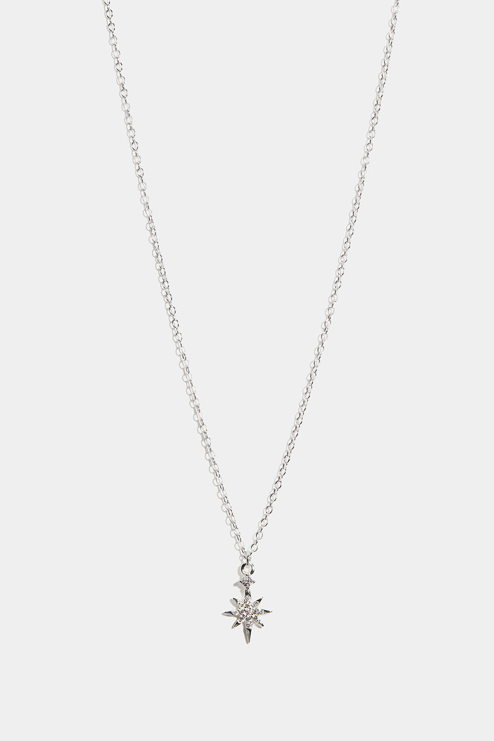 Halskæde i ægte sølv med stjerne og kubisk zirkonia