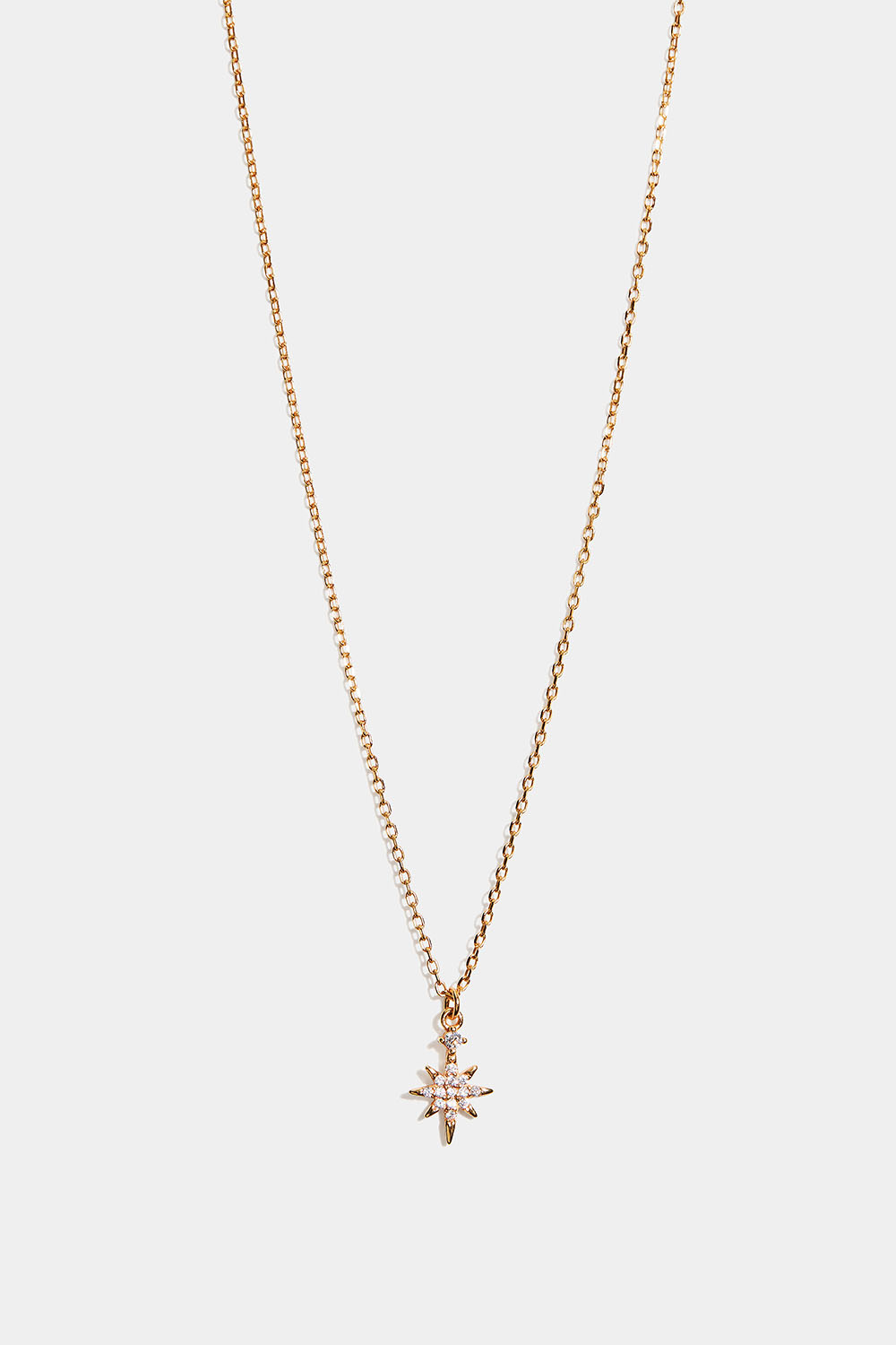Halskæde i 18k forgyldt ægte sølv med stjerne og kubisk zirkonia