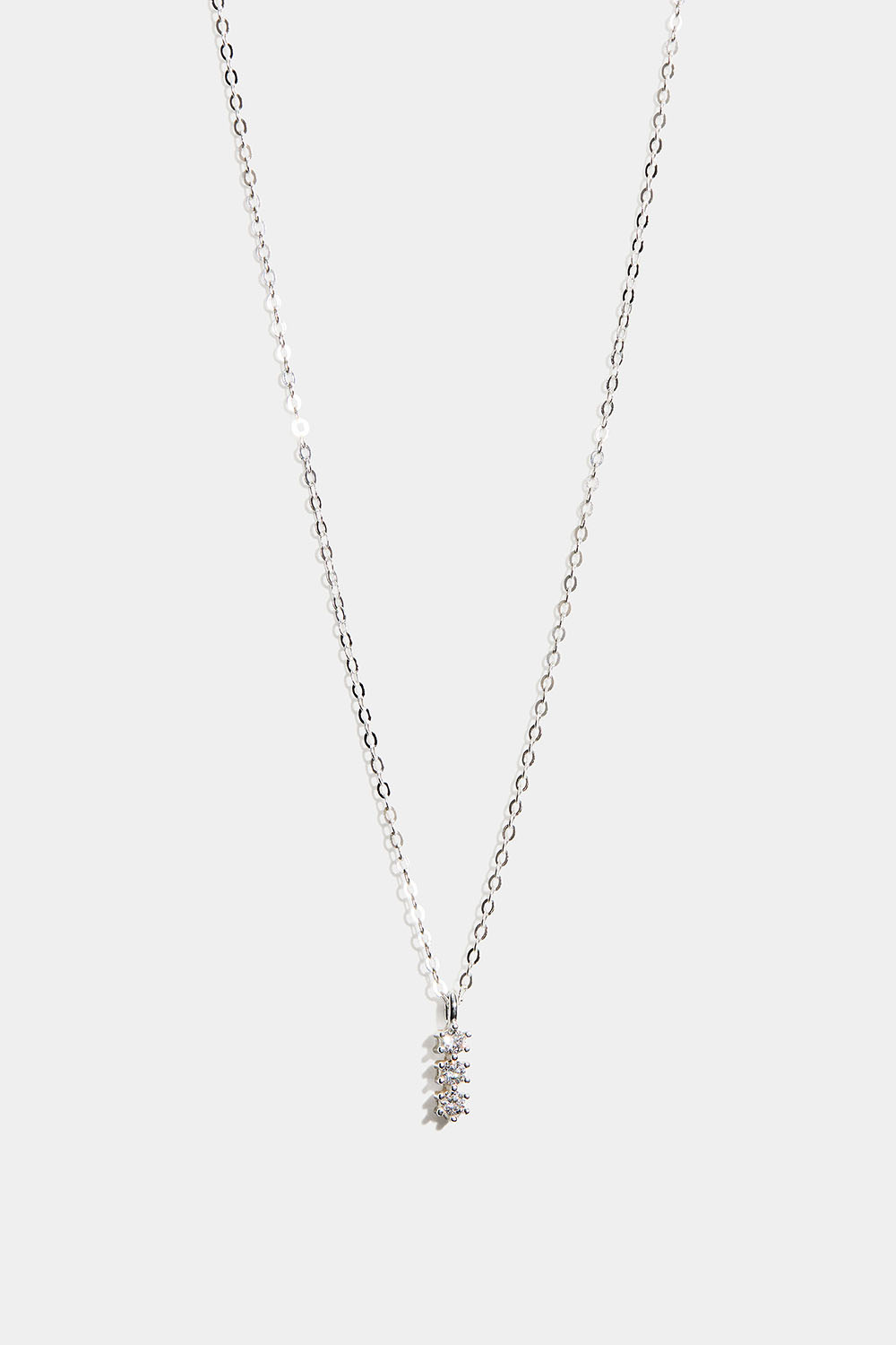 Halskæde i ægte sølv med stave og kubisk zirkonia