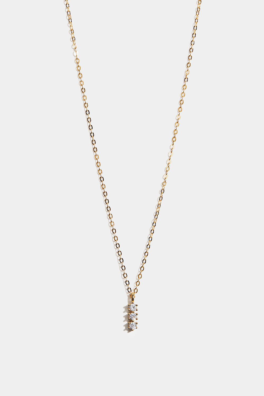 Halskæde i 18k forgyldt ægte sølv med stave og kubisk zirkonia