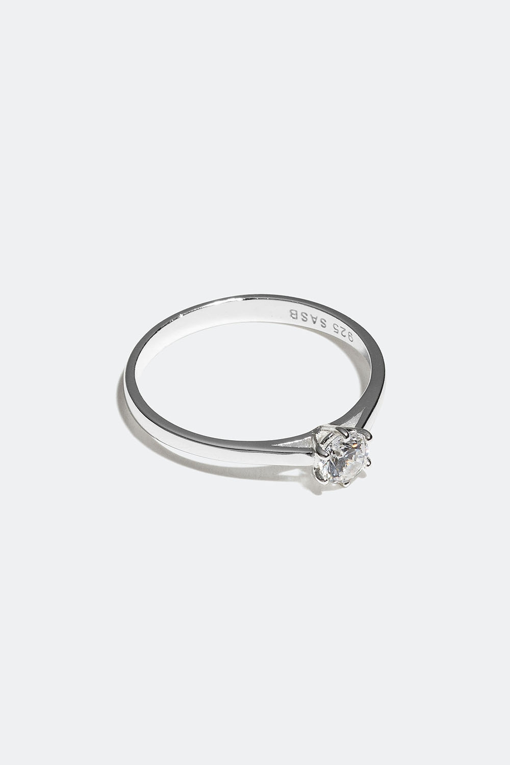 Ring i ægte sølv med lille sten i Cubic Zirconia