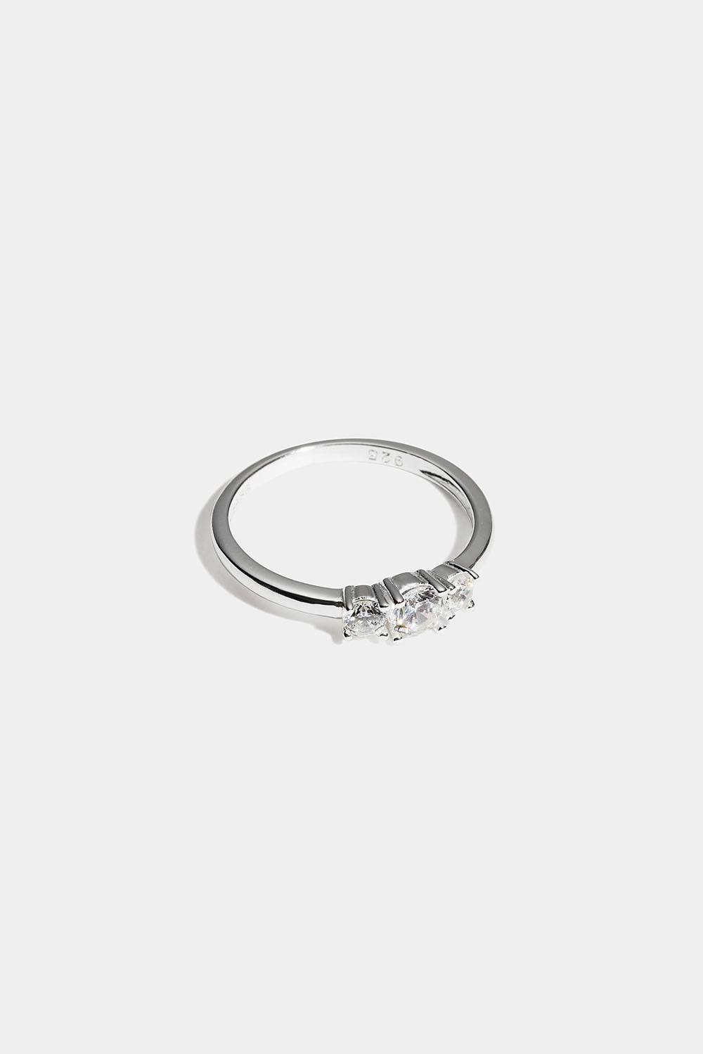 Ring i ægte sølv med tre sten Cubic Zirconia-sten